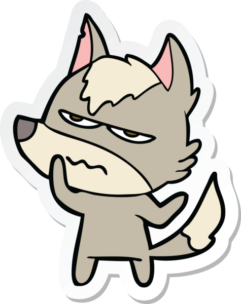 Bir insan tarafından çizilmiş kızgın bir kurdun çıkartması.