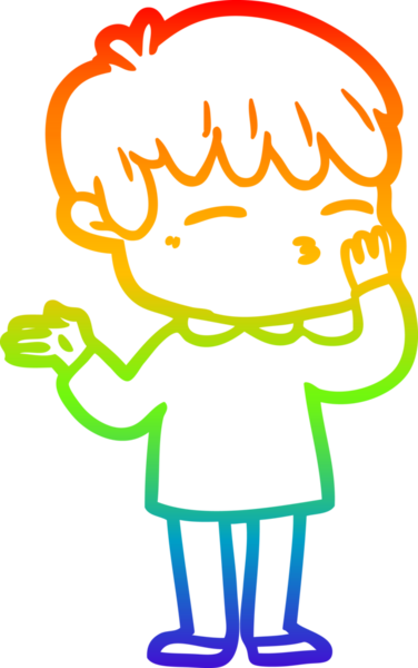 Gökkuşağı gradyanı çizimi Bir insan tarafından çizilmiş meraklı bir çocuk