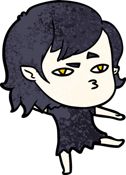 Bir insan tarafından çizilmiş vampir kız çizgi filmi.