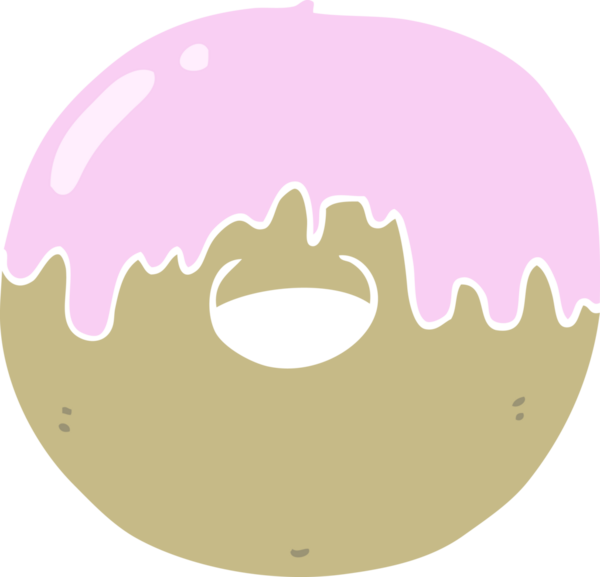 Bir insan tarafından çizilmiş düz renkli çizgi film donutu