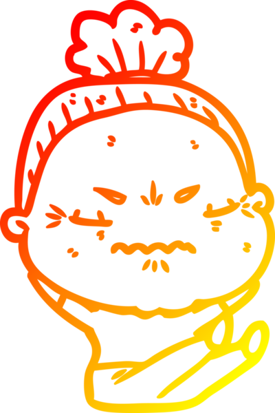 Bir insan tarafından çizilmiş, karikatür çizen yaşlı bir kadın.