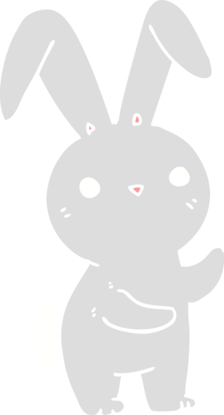 Bir insan tarafından çizilmiş düz renk çizgi film tavşanı.