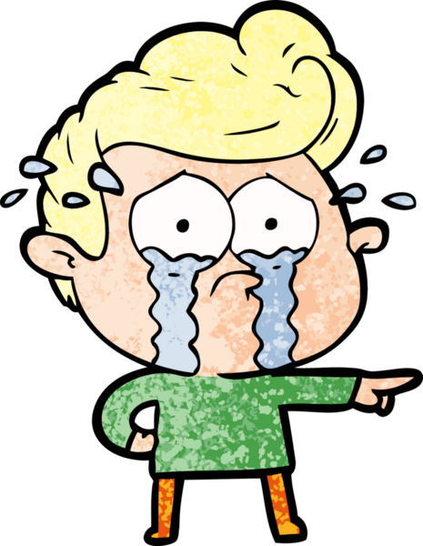 Bir insan tarafından çizilmiş ağlayan bir karikatür.