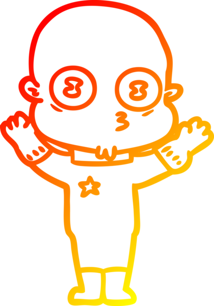 Bir insan tarafından çizilmiş garip kel bir uzay adamının sıcak çizgi çizimi