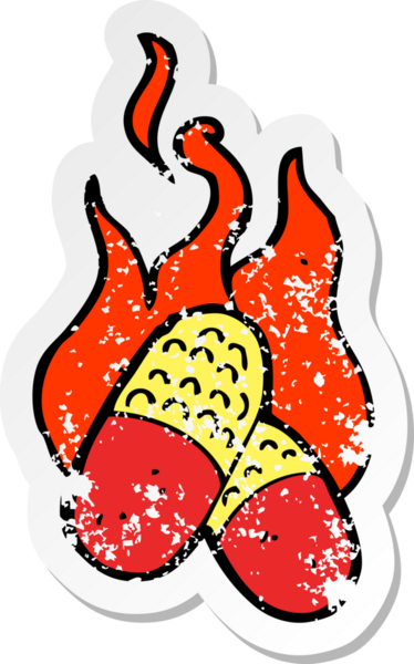 Bir insan tarafından çizilmiş ateş sembolünün gerilmiş yapıştırması.