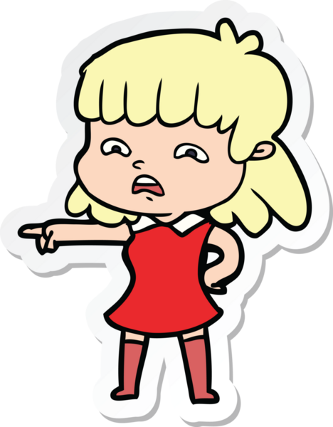 Bir insan tarafından çizilmiş endişeli bir karikatür çıkartması.