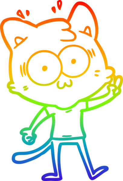 gökkuşağı gradyan çizgi çizimi bir insan tarafından çizilmiş sürpriz bir kedi