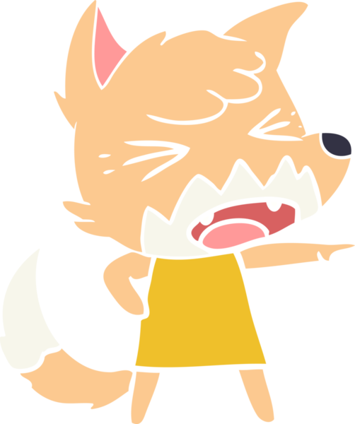 bir insan tarafından çizilmiş kızgın düz renkli tilki çizimi