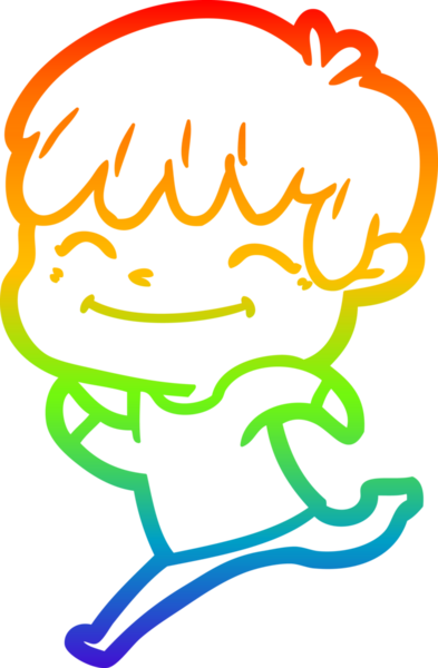 gökkuşağı gradyan çizgi çizimi bir insan tarafından çizilmiş mutlu bir çocuk