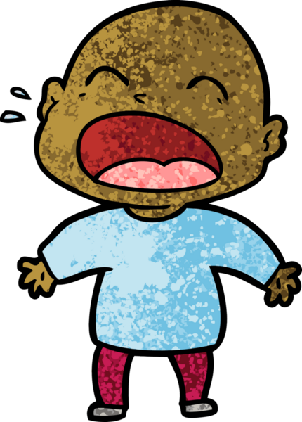 Bir insan tarafından çizilmiş kel adam diye bağıran çizgi film.