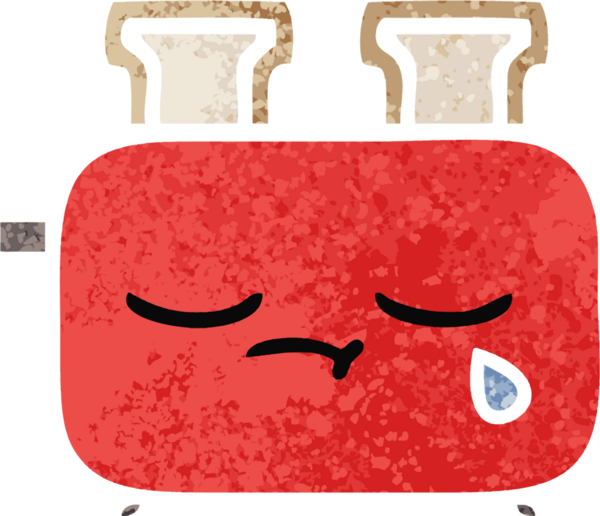 Bir insan tarafından çizilmiş bir tost makinesinin retro çizim stili karikatürü