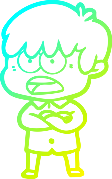 Bir insan tarafından çizilmiş endişeli çizgi film çocuğunun soğuk gradyan çizgisi.