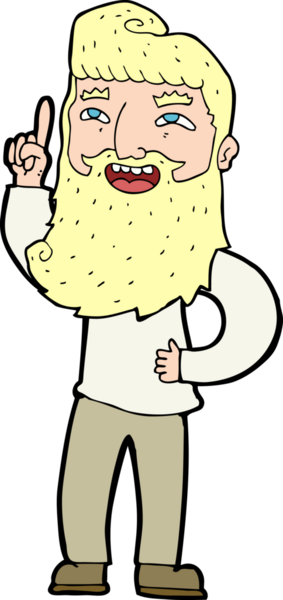 Bir insan tarafından çizilmiş, mutlu, sakallı bir adam.