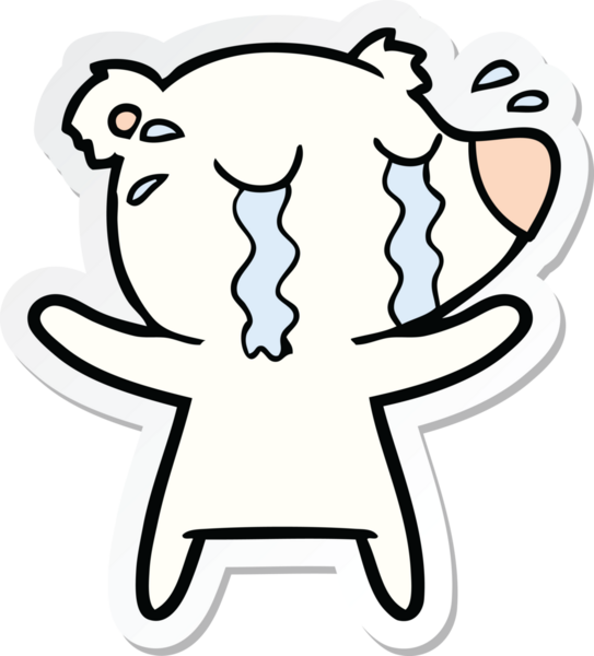 Bir insan tarafından çizilmiş ağlayan kutup ayısının çıkartması.