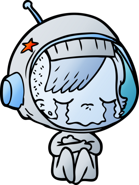 Bir insan tarafından çizilmiş ağlayan astronot kız.
