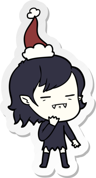 Bir insan tarafından çizilmiş Noel Baba şapkası giyen ölümsüz bir vampir kızın el yazısı.