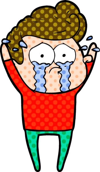 Bir insan tarafından çizilmiş ağlayan bir karikatür.