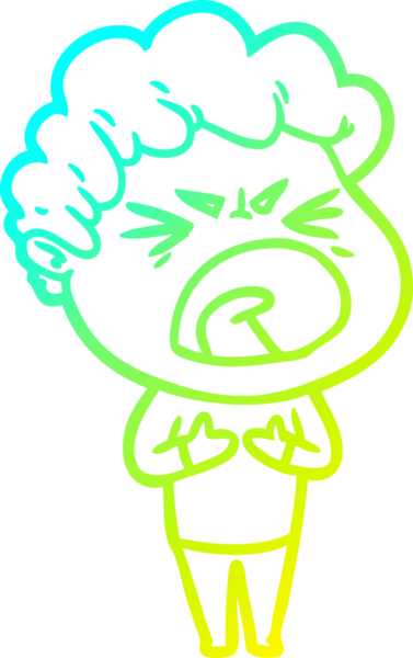 Bir insan tarafından çizilmiş öfkeli bir çizgi film karakteri.