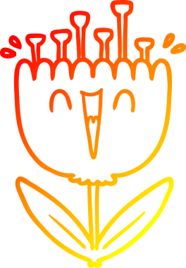 Bir insan tarafından çizilen mutlu bir çiçeğin sıcak çizgi çizimi