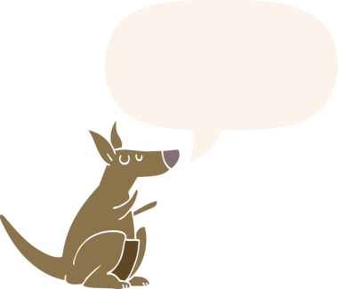 bir insan tarafından çizilmiş eski usul konuşma baloncuklu çizgi film kangurusu.