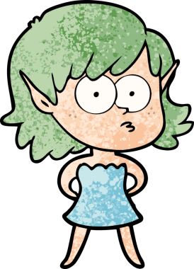 Bir insan tarafından çizilmiş karikatür elf kızı.