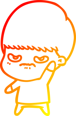 Bir insan tarafından çizilmiş kızgın çizgi film çocuğunun sıcak çizgi çizimi.