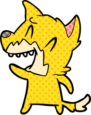 Bir insan tarafından çizilmiş gülen tilki çizgi filmi.