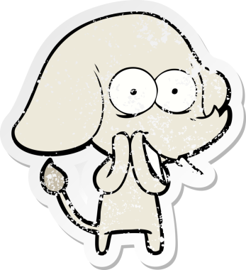 Bir insan tarafından çizilmiş mutlu bir filin sıkıntılı çıkartması.