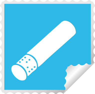 Bir insan tarafından çizilmiş sigara çubuğunun kare soyma etiketi.