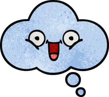 Bir insan tarafından çizilmiş bir düşünce baloncuğunun retro grunge doku karikatürü