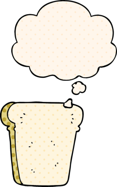 Çizgi roman tarzında bir insan tarafından çizilmiş bir ekmek dilimi.