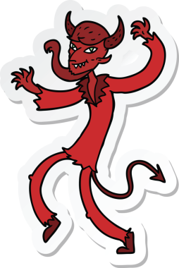 Bir insan tarafından çizilmiş dans eden bir şeytanın çıkartması.