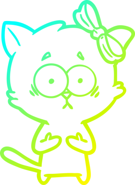 Bir insan tarafından çizilen çizgi film kedisinin soğuk gradyan çizgisi.