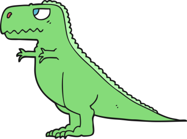 Bir insan tarafından çizilmiş karikatür dinozor.