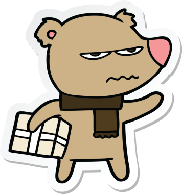 Bir insan tarafından çizilmiş kızgın ayı çizgi filminin çıkartması.