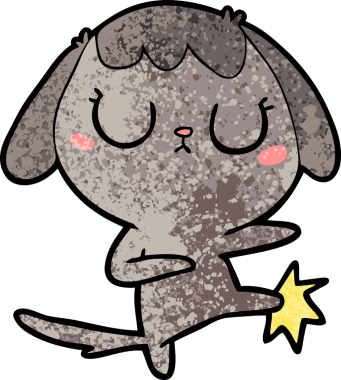 Bir insan tarafından çizilmiş şirin bir çizgi film köpeği.