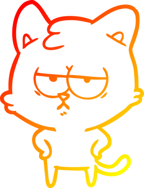 Bir insan tarafından çizilmiş sıkılmış çizgi film kedisinin sıcak çizgi çizgisi.