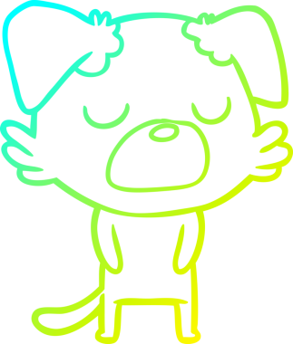 Bir insan tarafından çizilen çizgi film köpeğinin soğuk gradyan çizgisi.