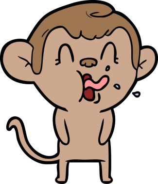 Bir insan tarafından çizilmiş çılgın çizgi film maymunu