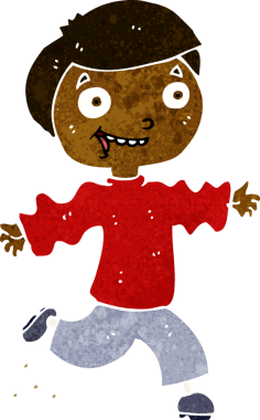 Bir insan tarafından çizilmiş heyecanlı bir çocuk.