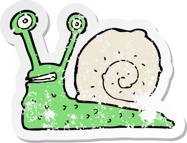 Bir insan tarafından çizilmiş bir salyangozun gerilmiş çıkartması.