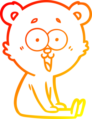 Bir insan tarafından çizilmiş gülen oyuncak ayının sıcak çizgi çizimi.