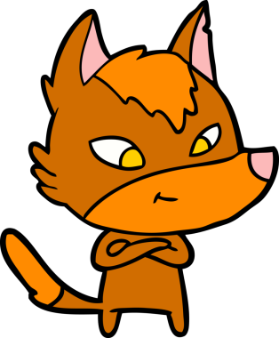 Bir insan tarafından çizilmiş tilki çizgi film karakteri