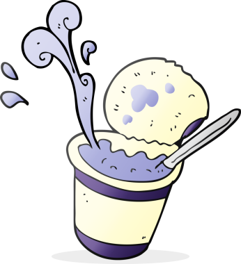 Bir insan tarafından çizilmiş karton yoğurt.