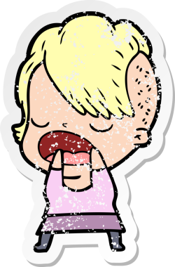 Bir insan tarafından çizilmiş havalı bir hippi kızın karikatür çıkartması.