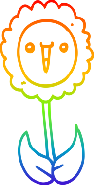 gökkuşağı gradyan çizimi bir insan tarafından çizilmiş bir karikatür çiçeği