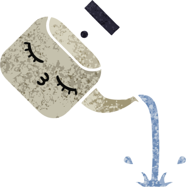 Bir insan tarafından çizilmiş bir çaydanlığın retro çizim tarzı karikatürü