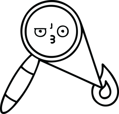 Bir insan tarafından çizilmiş bir büyüteç çizgi çizimi