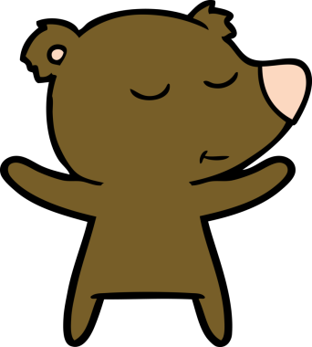 Bir insan tarafından çizilmiş mutlu çizgi film ayısı.