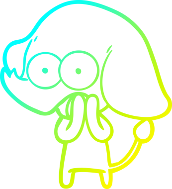 Bir insan tarafından çizilmiş şirin bir filin soğuk gradyan çizgisi